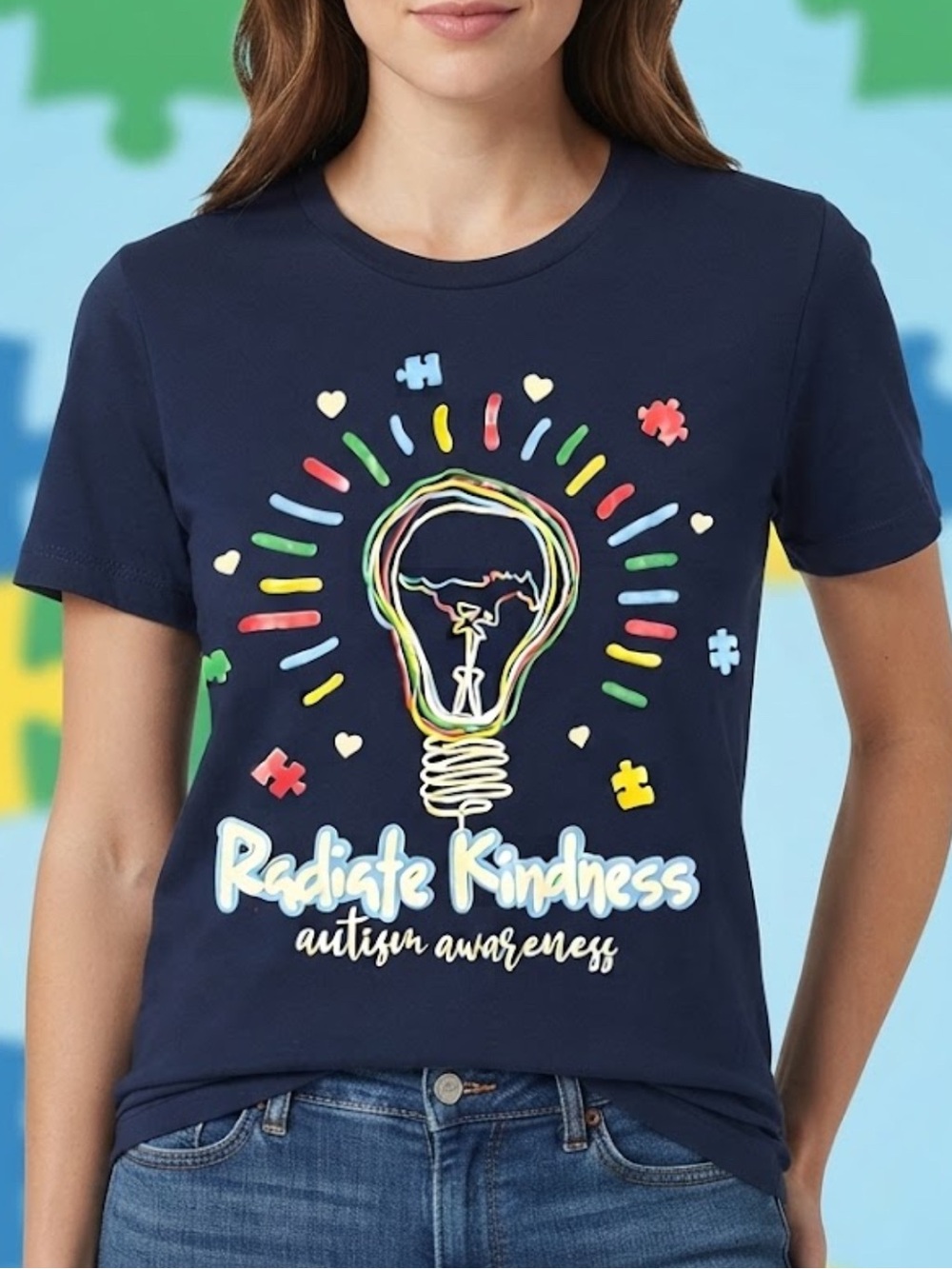 Radiate Kindness Autism Awareness woman's tee shirt sz M